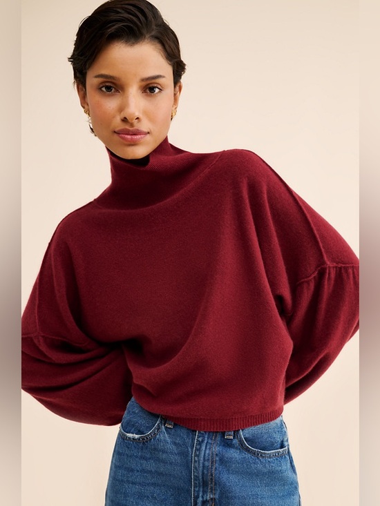 Free People Sweaters - Small free people so low so high Relaxed cashmere Turtleneck Sweater Wine Red